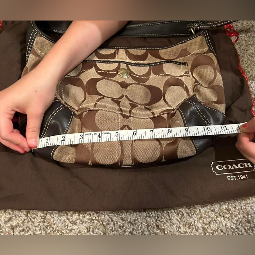 Coach, brown canvas purse. - Picture 4 of 7